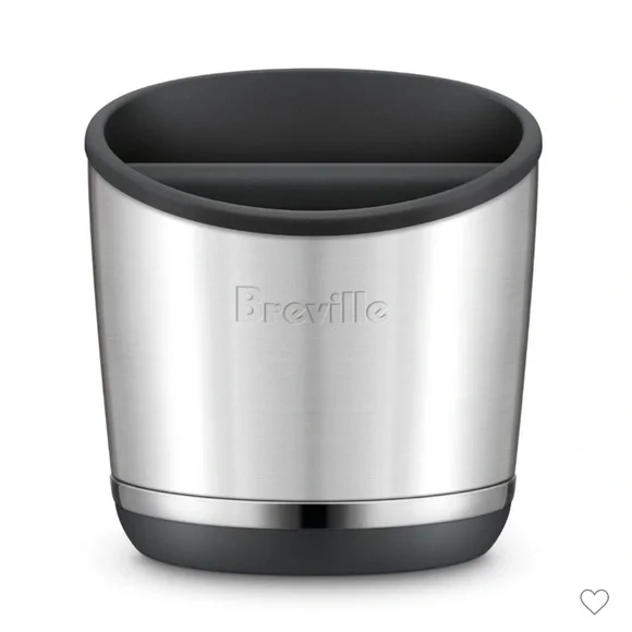 Breville Die-Cast Silver Brushed Metal Knock Box with Black removable bucket.NEW - Picture 2 of 5